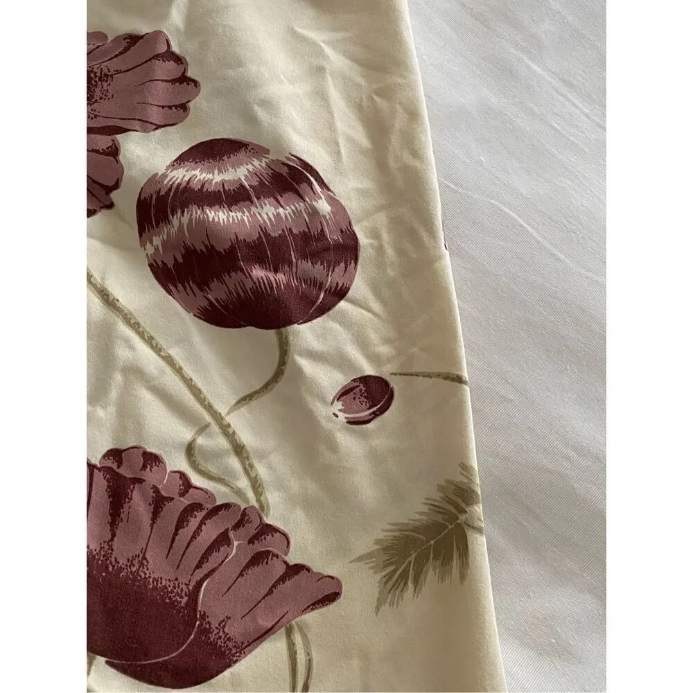 Vintage Custom Made Tablecloth Poppy Flowers 70”